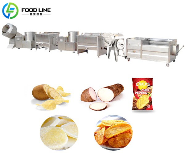compact semi auto potato chip processing line
