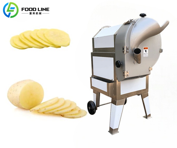 potato slicer in potato chips line