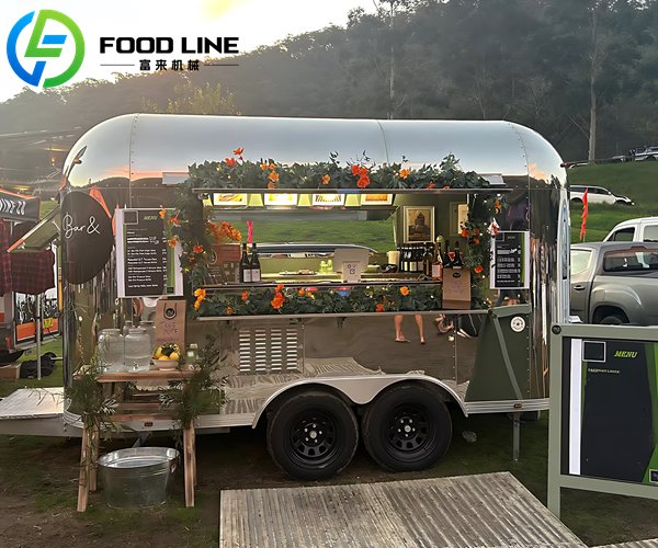 airstream food trailer with stainless steel structure