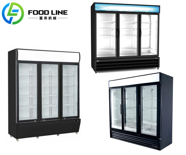 commercial 3 door cooler with viewing doors