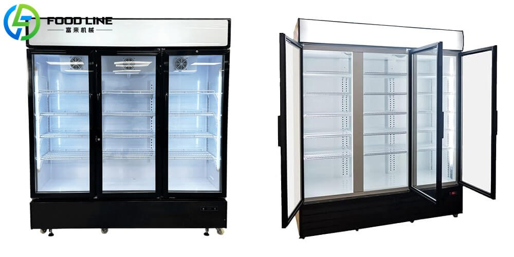 display cooler with 3 glass doors