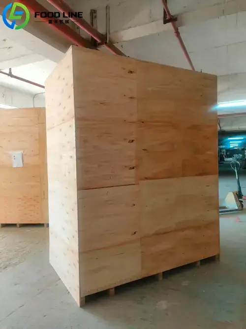 french fries dispensing machine packed for shipping