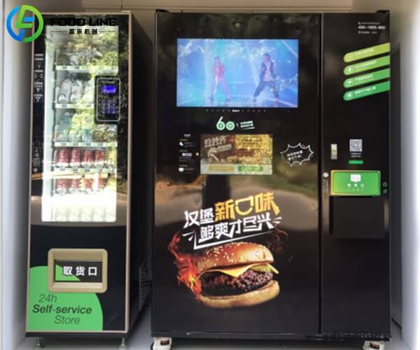 freshly made hot hamburgers making vending machine