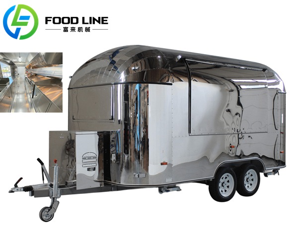 highly reflective stainless steel food truck