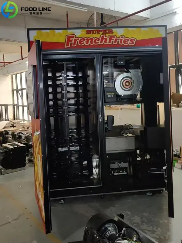 internal structure of hot fried fries vending kiosk