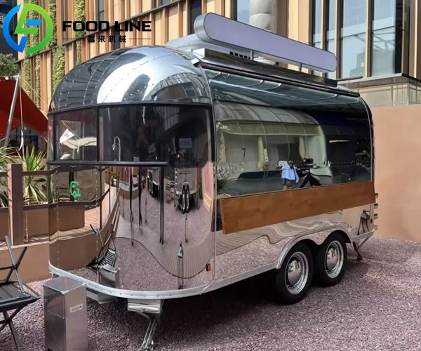 mirror stainless steel fully equipped kitchen food trailer