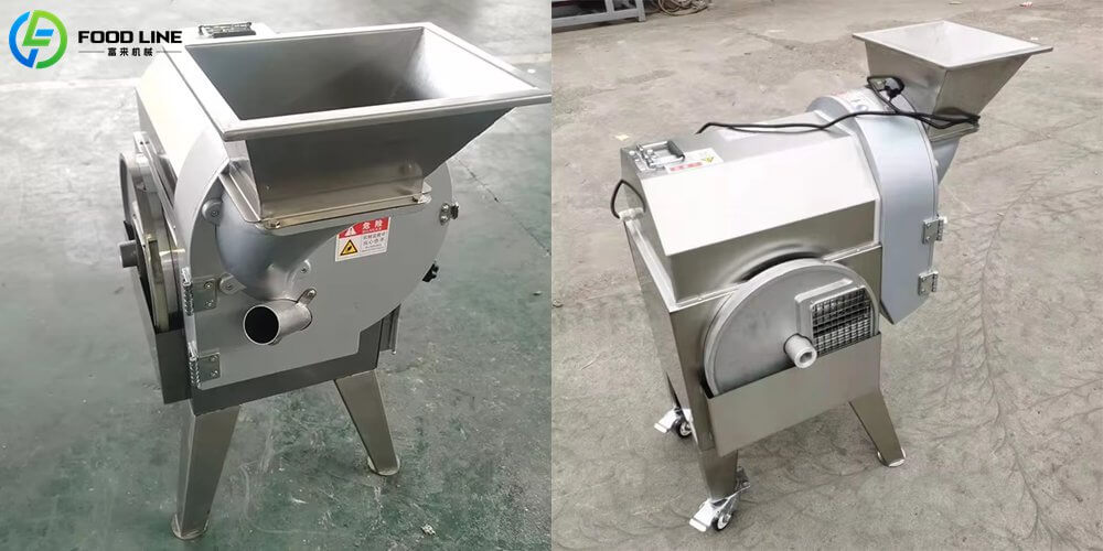 potato slicing machine in potato chips making line