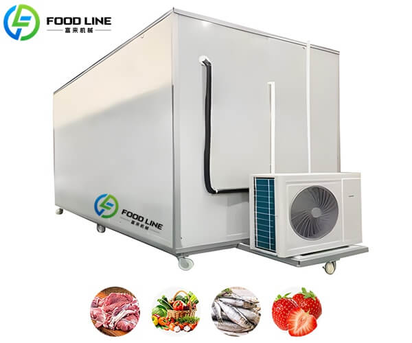 refrigerated cold storage room for meat and seafood