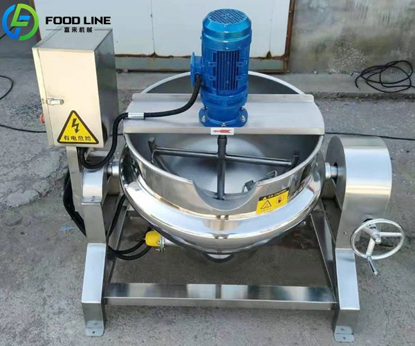 tilting jacketed cooking kettle with agitator