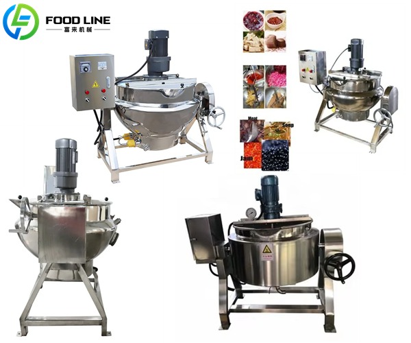 tilting jacketed kettle cooking pot with mixer