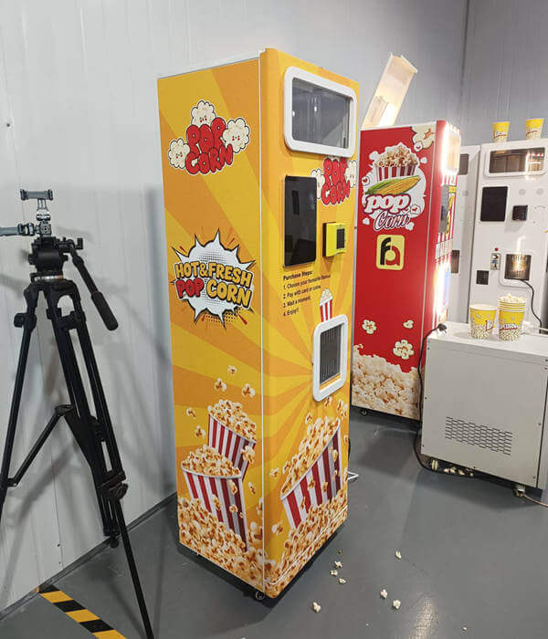 touchscreen popcorn vending kiosks with 2 flavor options