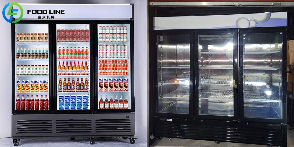 triple door commercial glass door cooler