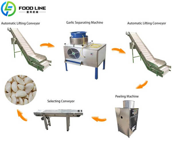 full automatic processing garlic peeling line