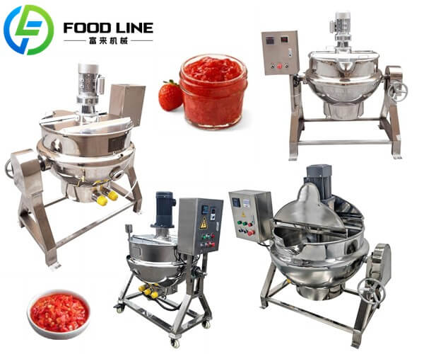 tiltable jacketed kettle for sauce heating mixing