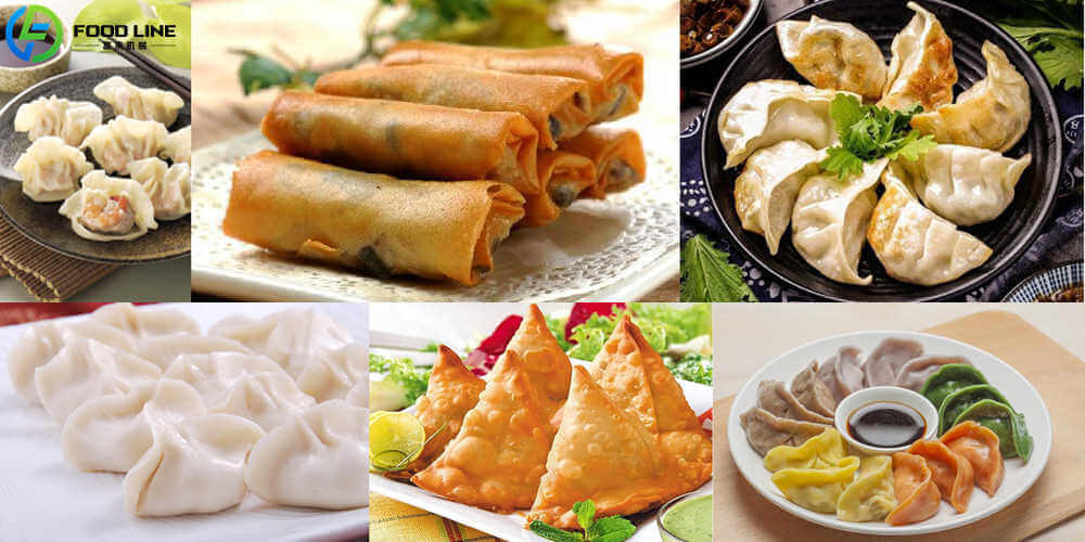 various products with automatic dumpling machine