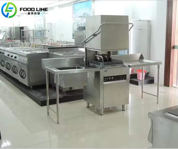 industrial hood type dishwasher