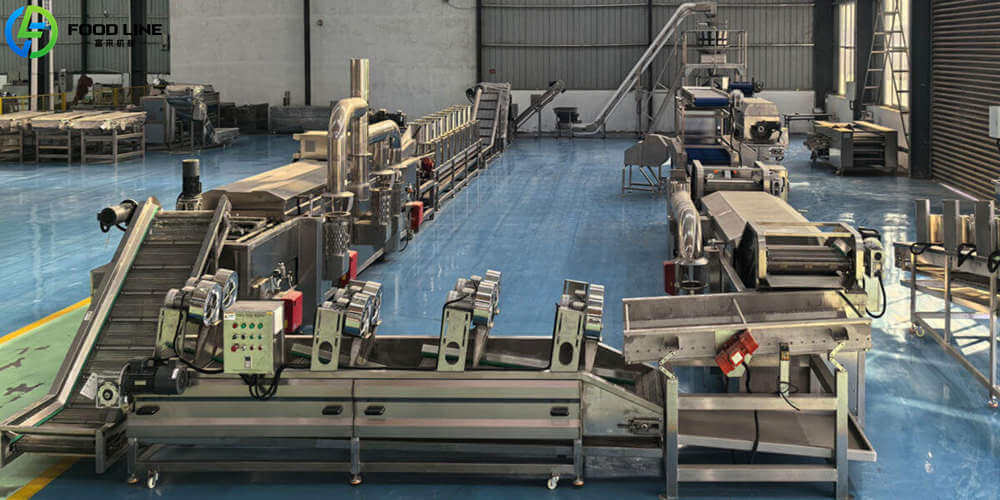 large automatic frying production line