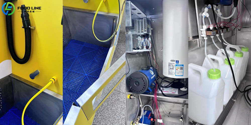 interior of dog wash vending machine