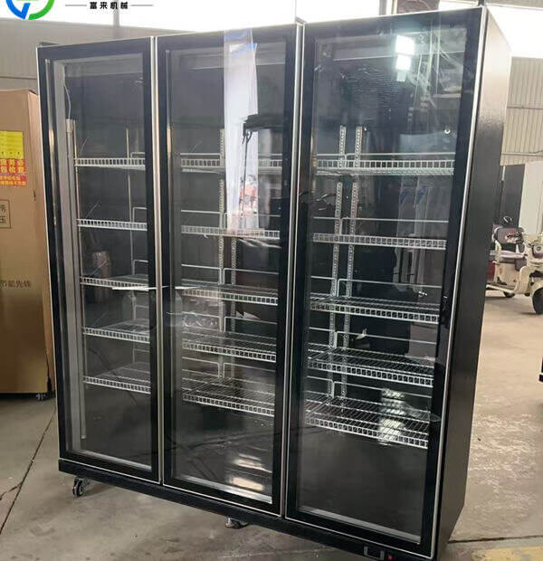 three glass door freezer