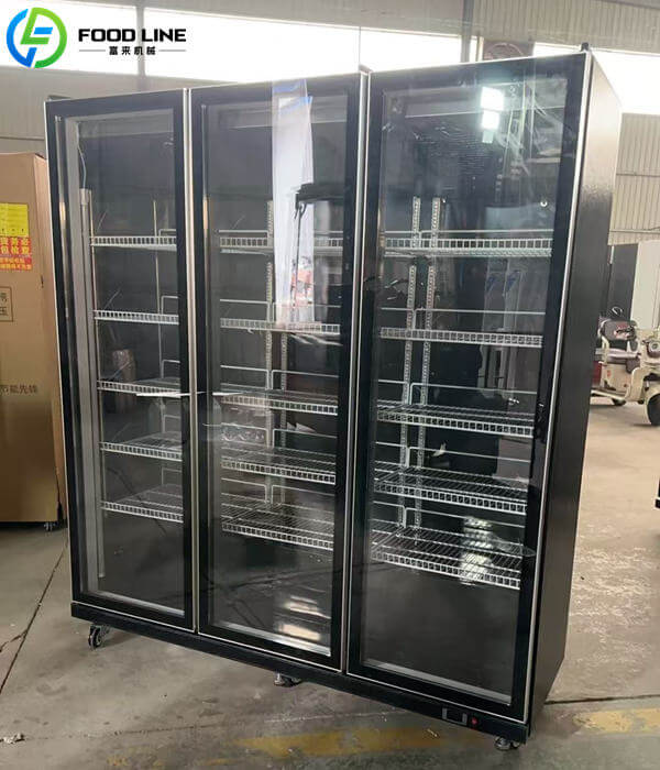 three glass door freezer