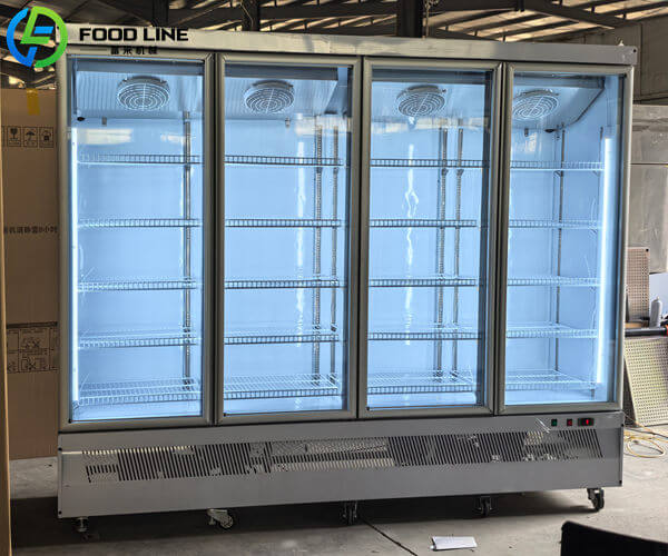 anti fog glass four door commercial display freezer