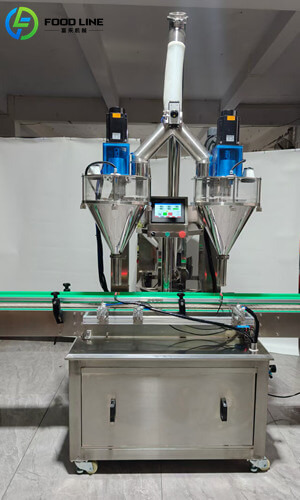 linear type double auger powder filler machine
