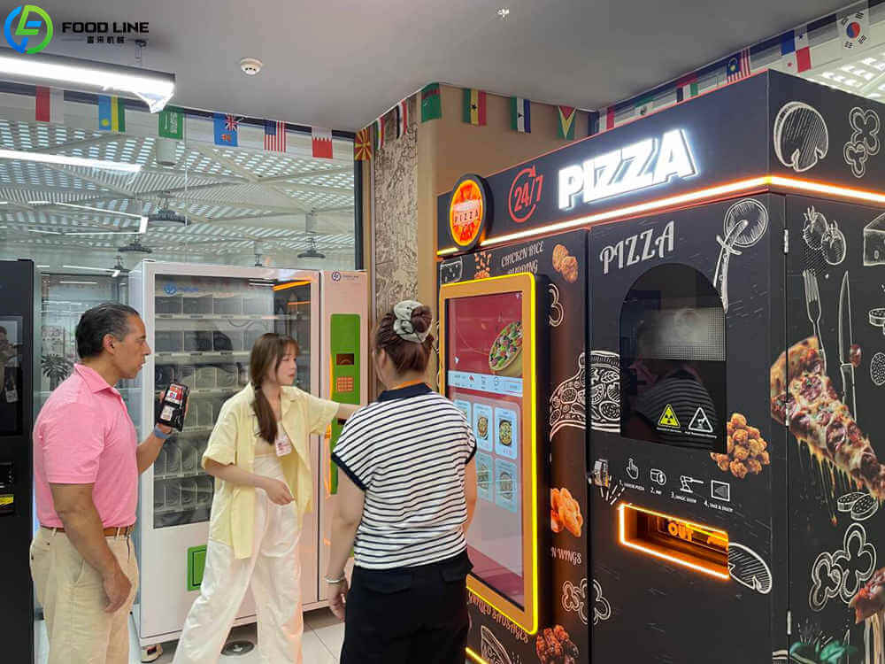 mexican client learn pizza vending machine operation from foodline sales