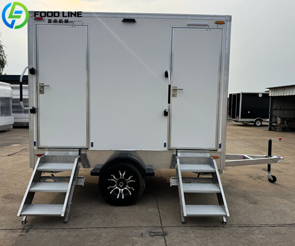 dual compartment portable toilet trailer