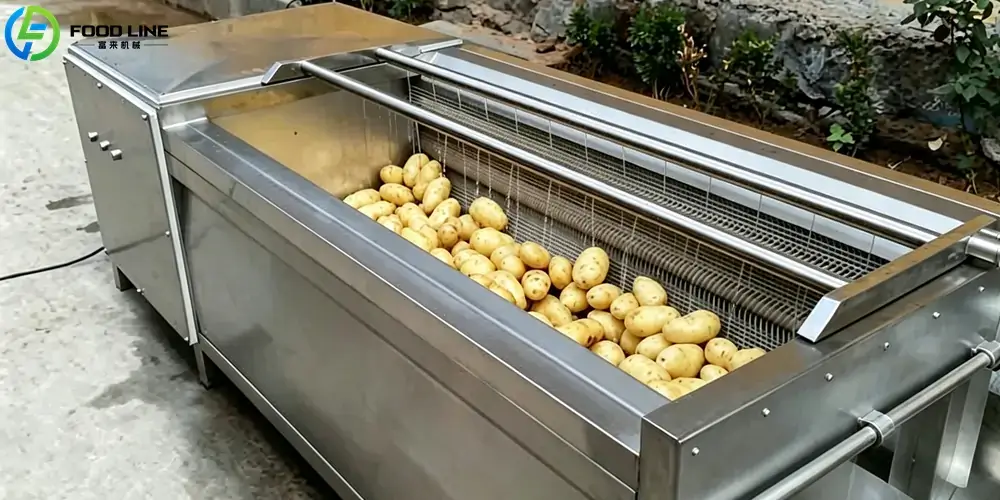 brush roller potato cleaning peeler machine for food factory