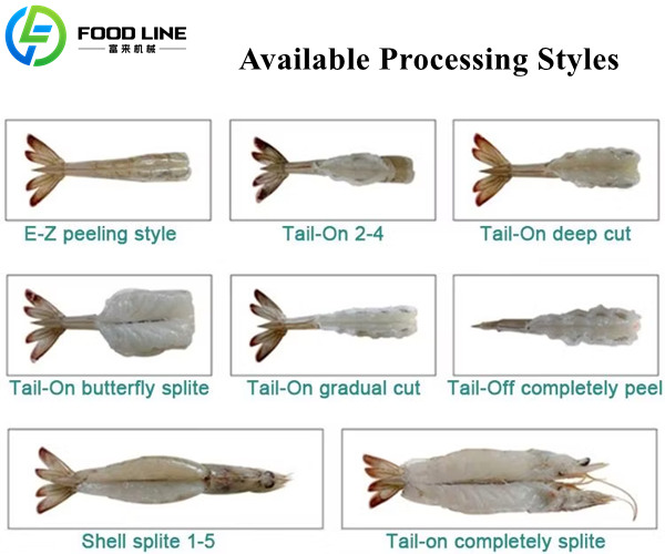 different shrimp processing styles