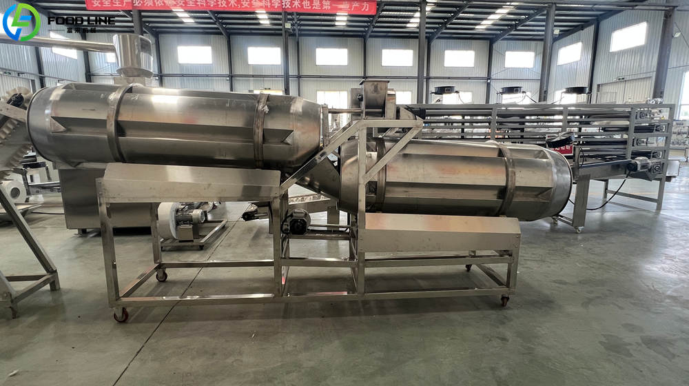 double drum seasoning machine in pet food manufacturing line