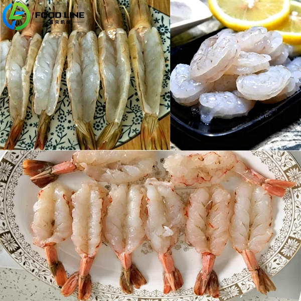 peeled shrimp after machine processing