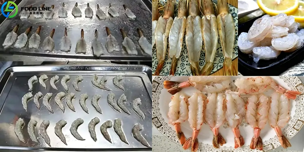 processed shrimp after automatic peeling