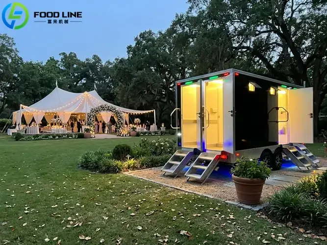 Wedding Restroom Trailer for Outdoor Weddings & Events 4 stall wedding restroom trailer for outdoor weddings
