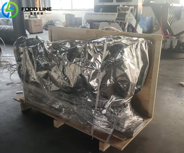 belt color sorter packed for shipment