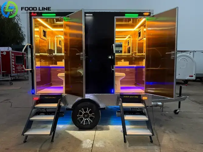 comfortable 2 stall wedding toilet trailer