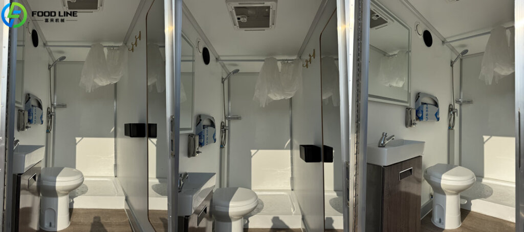 weather resistant mobile bathroom trailer with shower