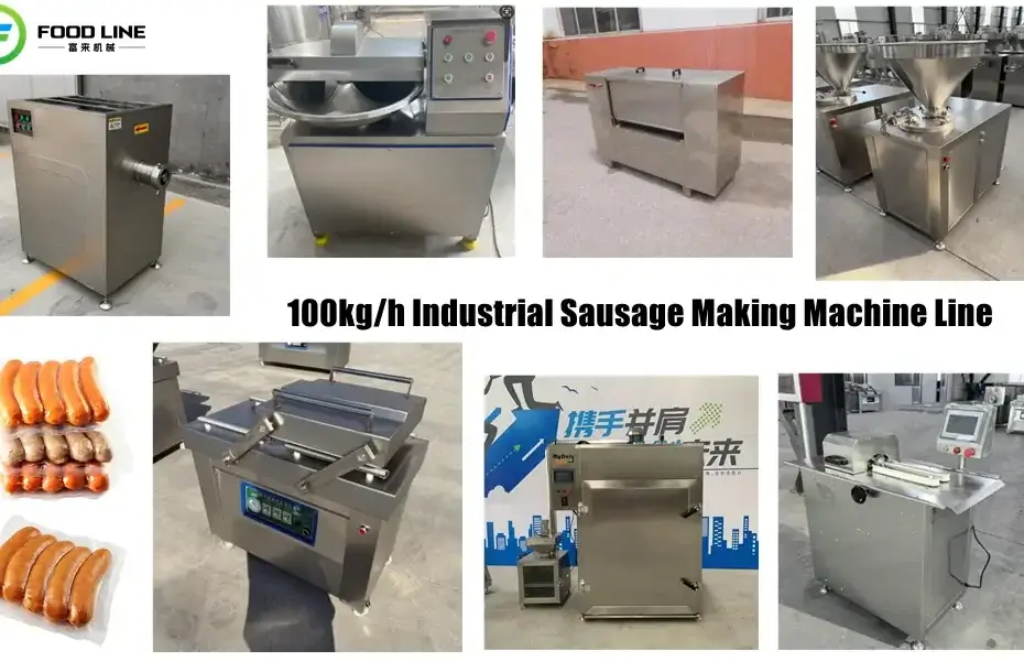 100kg per hour industrial sausage making machine line