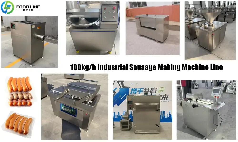 100kg per hour industrial sausage making machine line