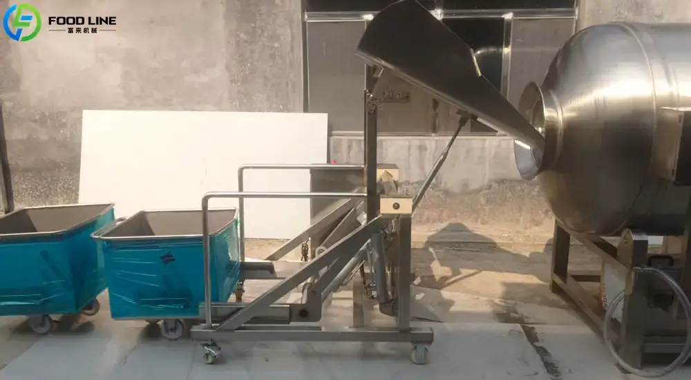 meat vacuum tumbler with automatic loading trolley